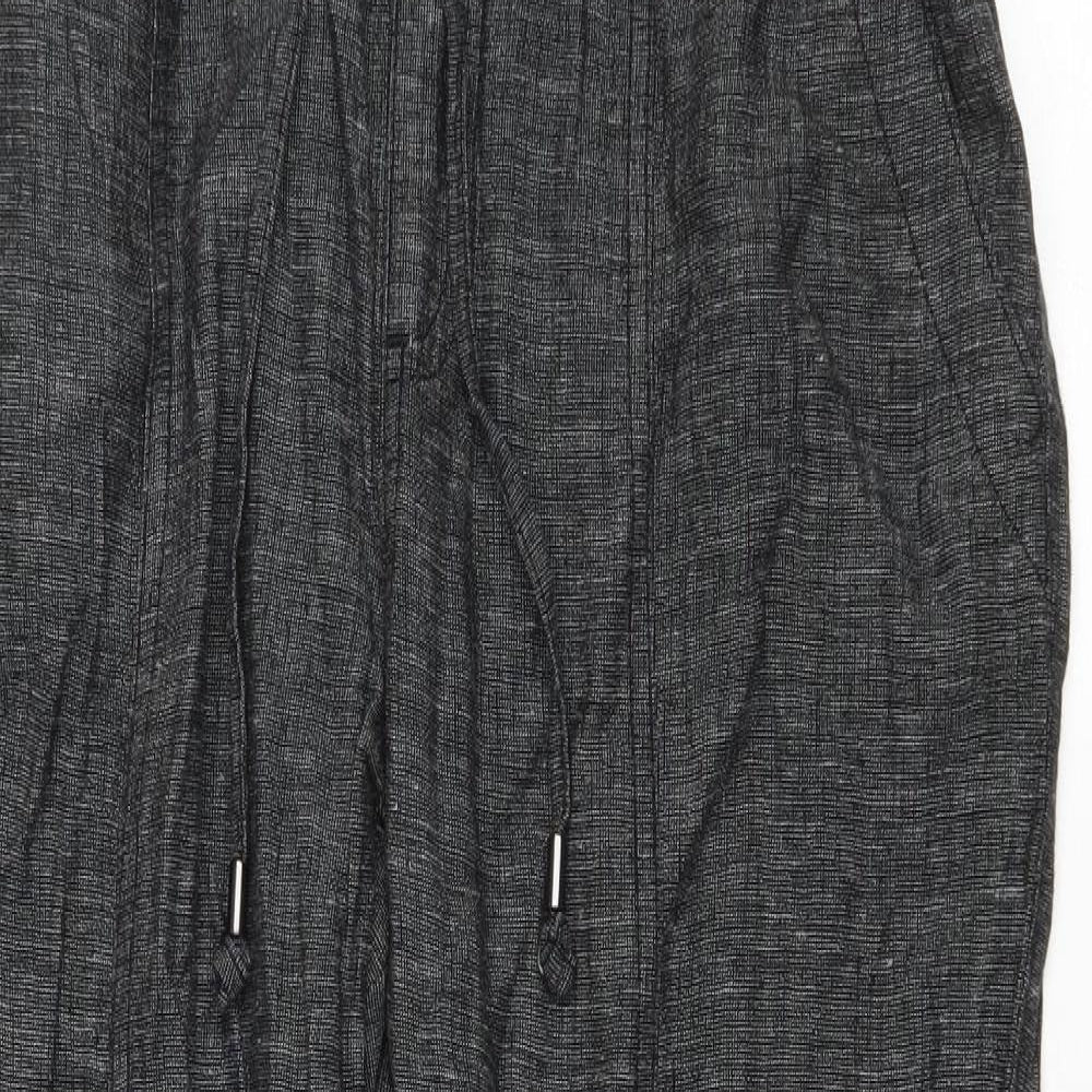 Nutmeg Womens Grey Linen Trousers Size 14 L29 in Regular Drawstring