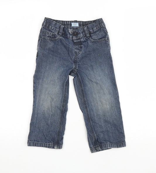 F&F Boys Blue Cotton Straight Jeans Size 3-4 Years Regular Button