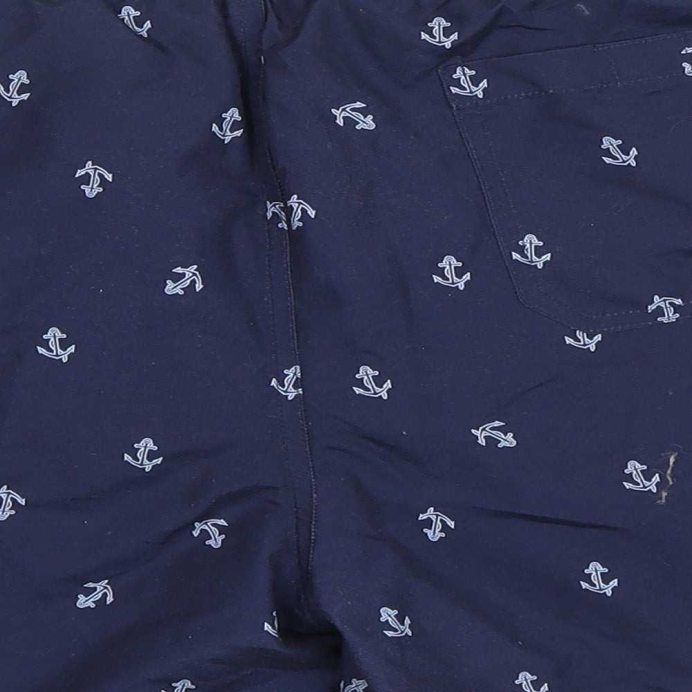Primark Mens Blue Geometric Polyester Sweat Shorts Size M Regular Drawstring - Swim Shorts