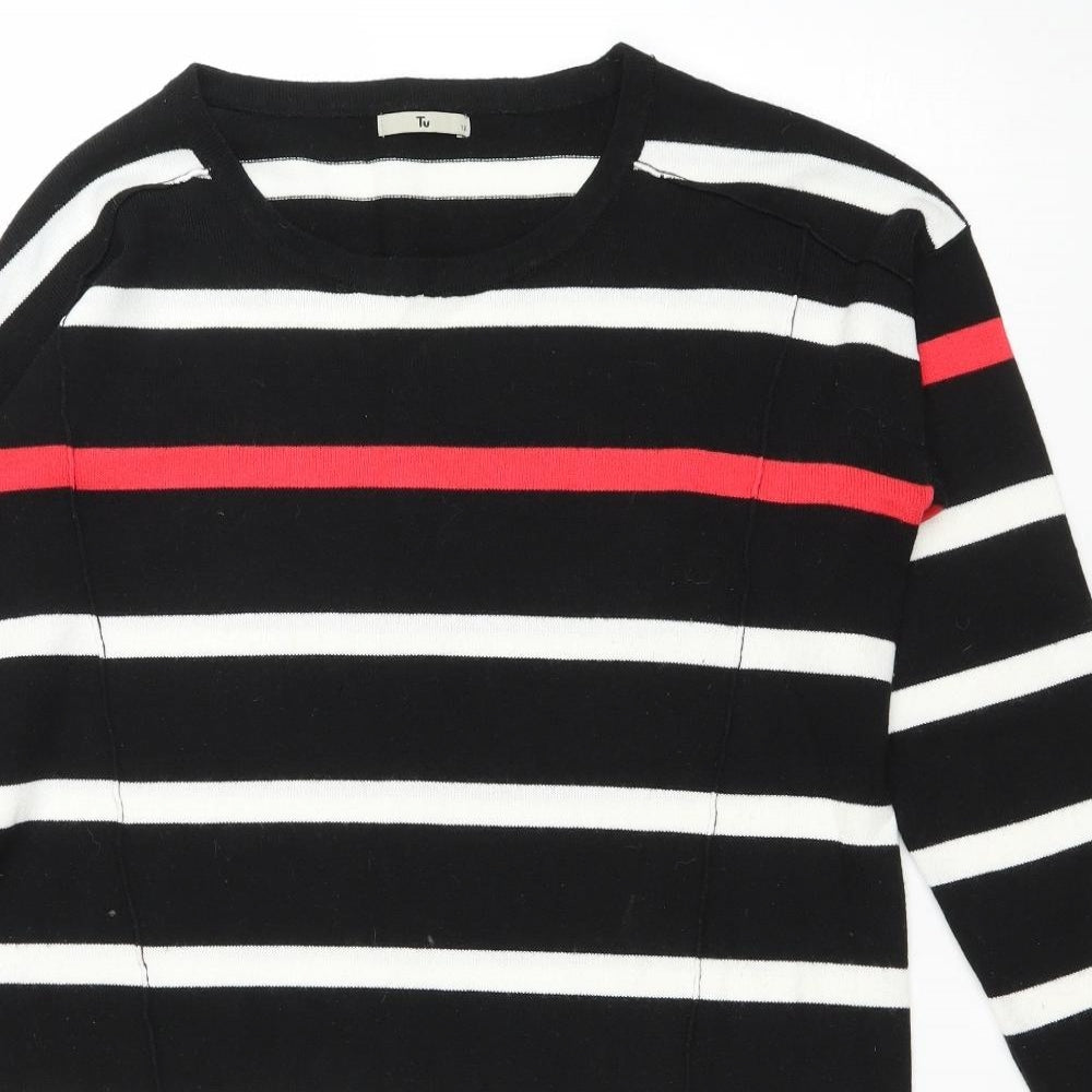 TU Womens Multicoloured Striped Acrylic Jumper Dress Size 12 Scoop Neck Pullover