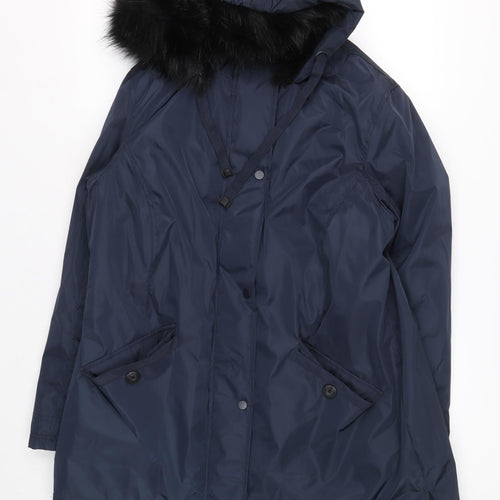 CAPSULE Womens Blue Parka Coat Size 16 Zip