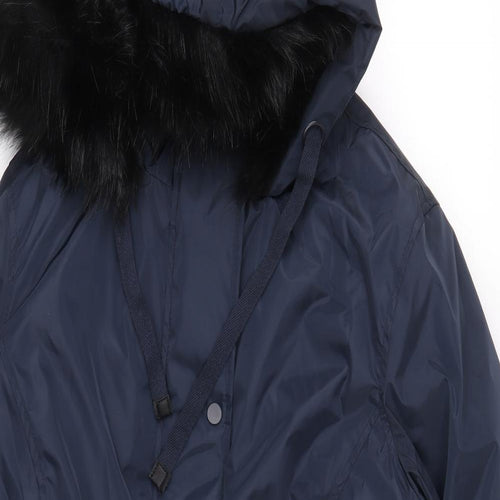 CAPSULE Womens Blue Parka Coat Size 16 Zip