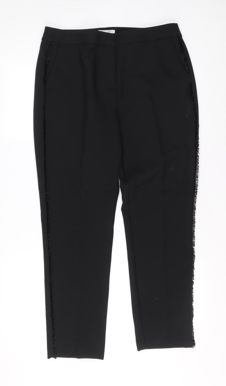 Per Una Womens Black Polyester Carrot Trousers Size 14 L23 in Regular Zip
