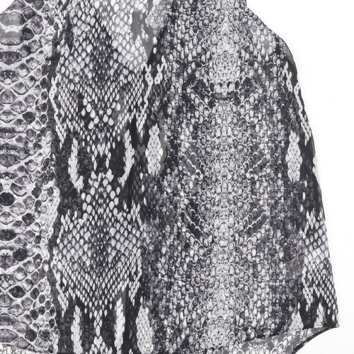 Preworn Womens Black Animal Print Polyester Basic Tank Size 14 V-Neck - Snakeskin Print