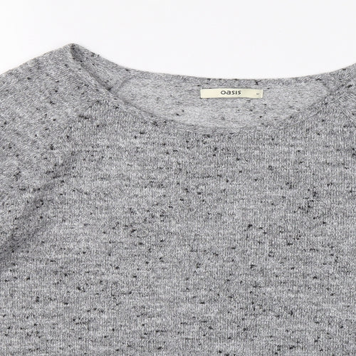 Oasis Womens Grey Boat Neck Polyester Pullover Jumper Size M