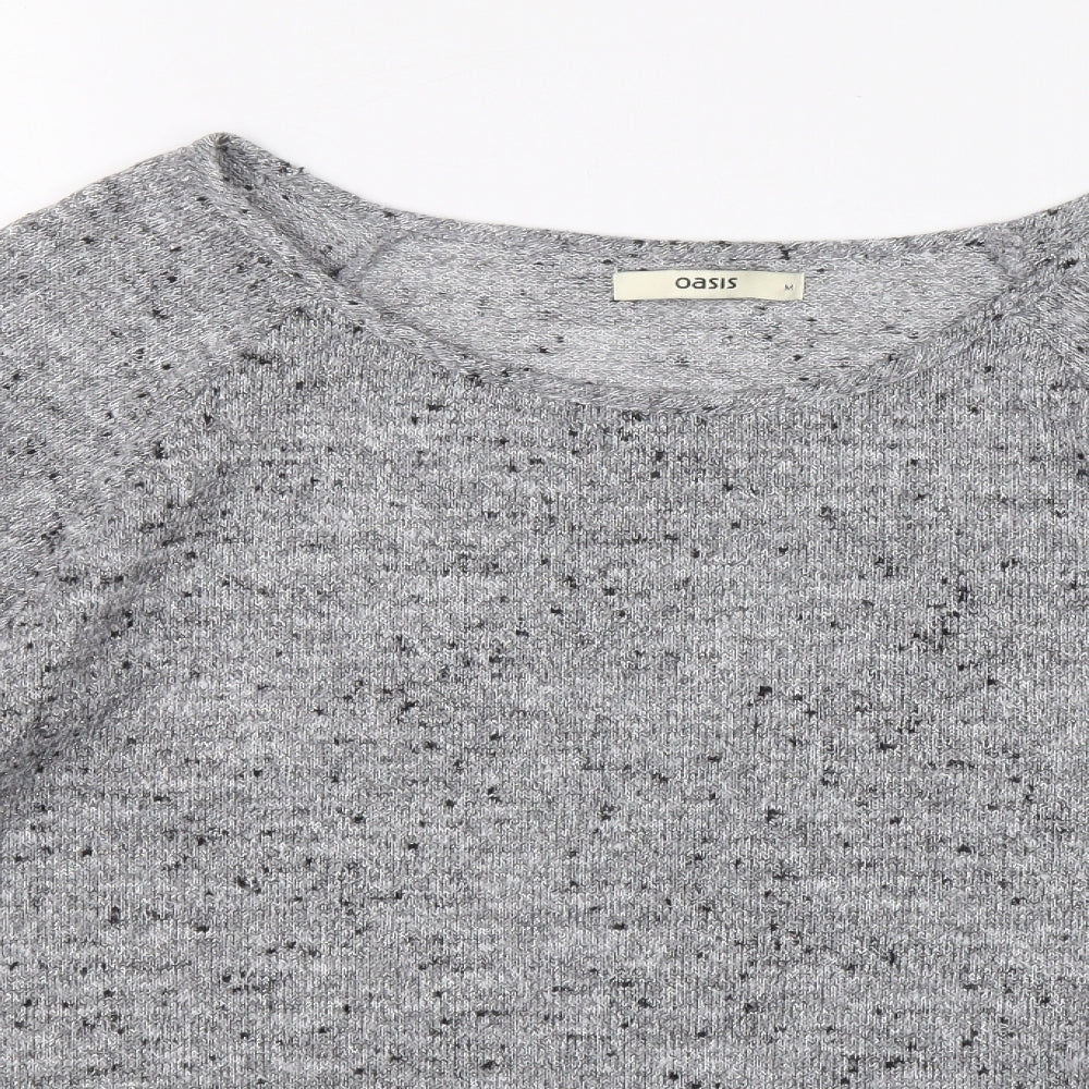 Oasis Womens Grey Boat Neck Polyester Pullover Jumper Size M
