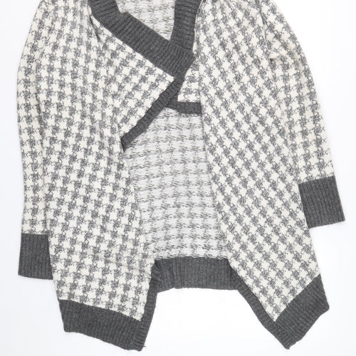 Aeropastale Womens Grey V-Neck Check Acrylic Cardigan Jumper Size L