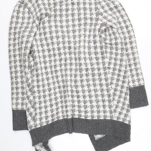 Aeropastale Womens Grey V-Neck Check Acrylic Cardigan Jumper Size L
