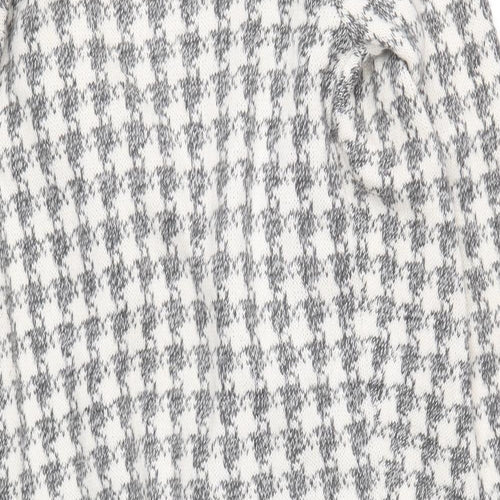 Aeropastale Womens Grey V-Neck Check Acrylic Cardigan Jumper Size L