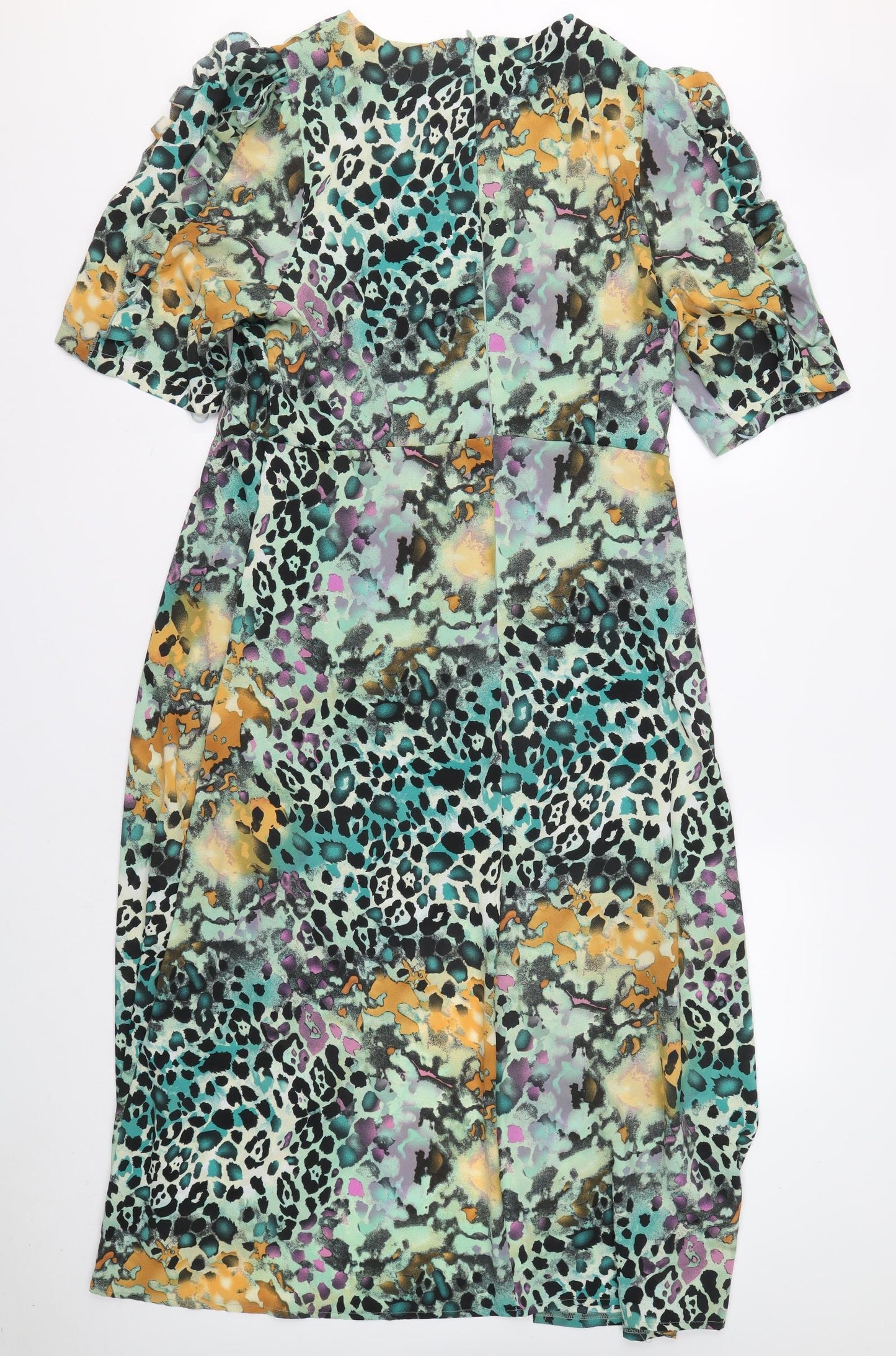 GIRL IN MIND Womens Multicoloured Animal Print Polyester T-Shirt Dress Size 16 Round Neck Zip