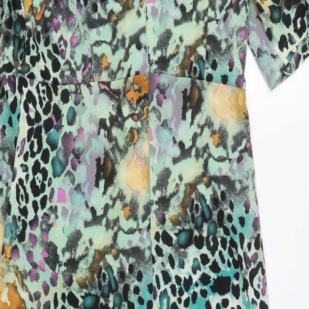 GIRL IN MIND Womens Multicoloured Animal Print Polyester T-Shirt Dress Size 16 Round Neck Zip