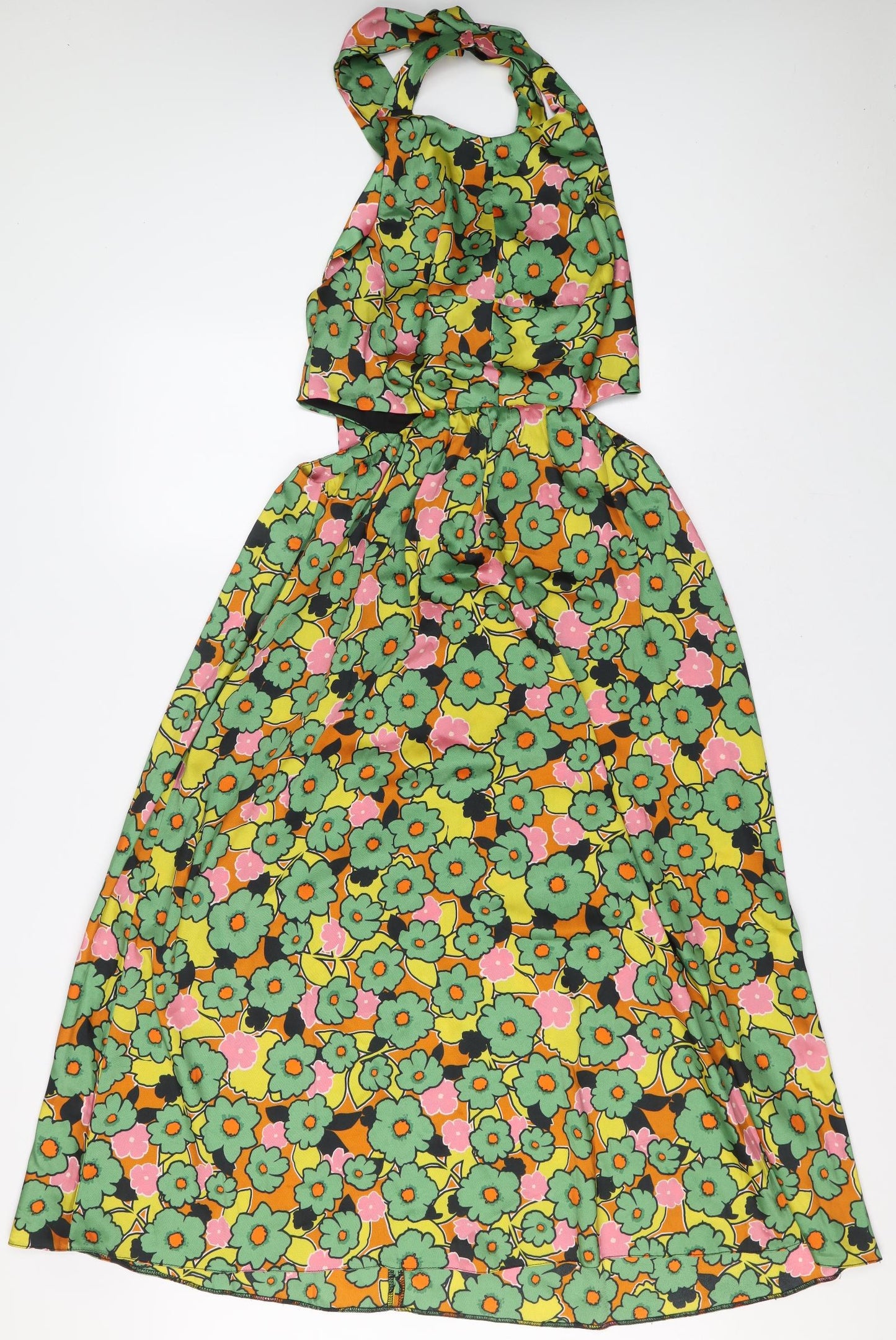 Topshop Womens Multicoloured Fair Isle A-Line Size 12 Halter Tie