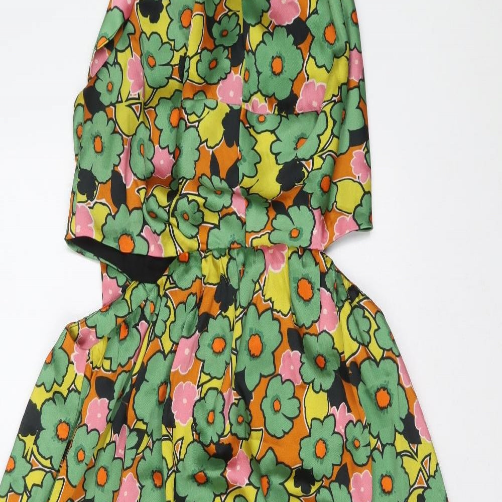 Topshop Womens Multicoloured Fair Isle A-Line Size 12 Halter Tie