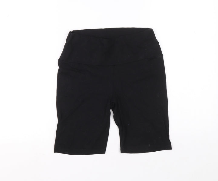 Preworn Womens Black Cotton Biker Shorts Size 10 L7 in Slim Pull On
