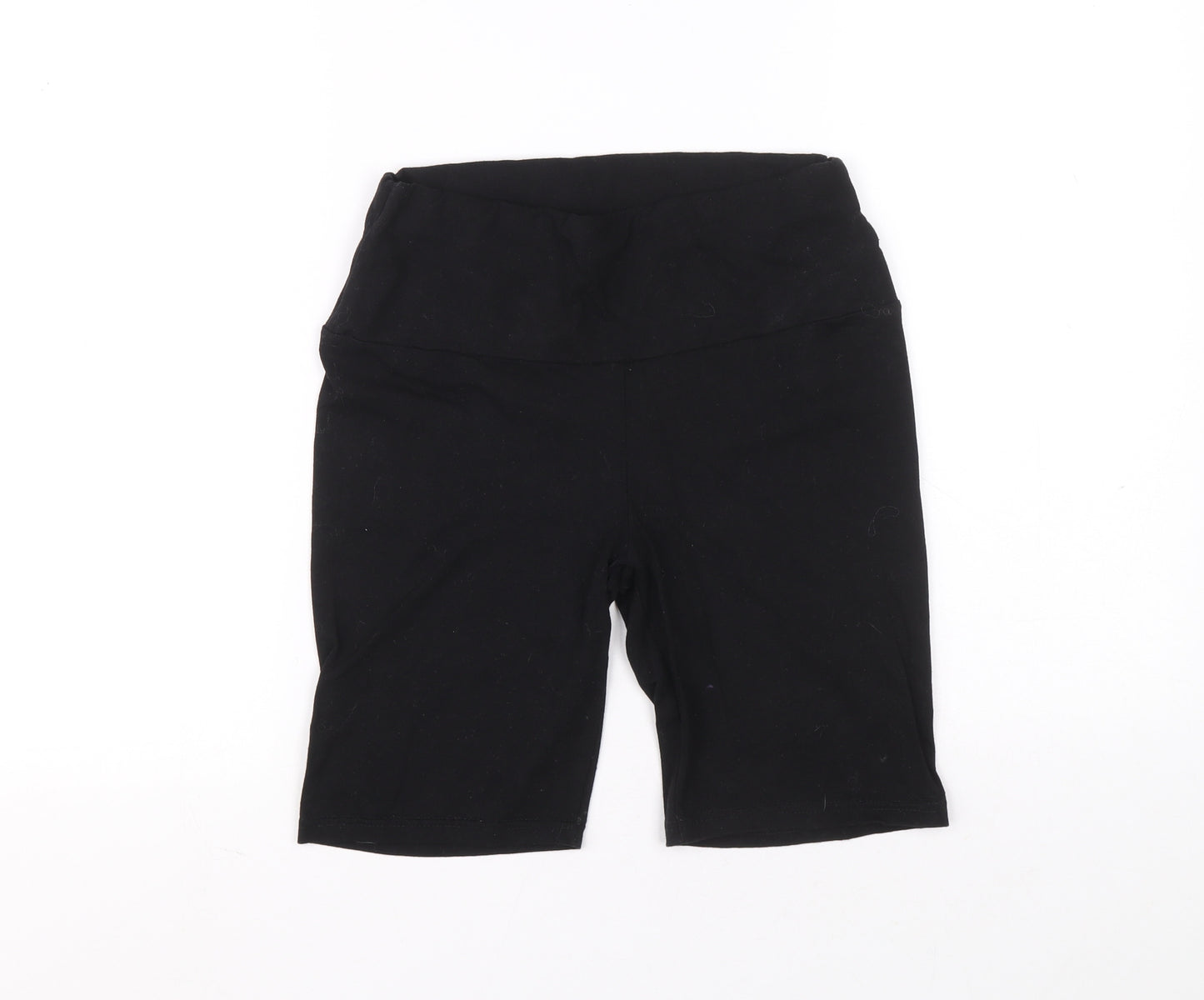 Preworn Womens Black Cotton Biker Shorts Size 10 L7 in Slim Pull On