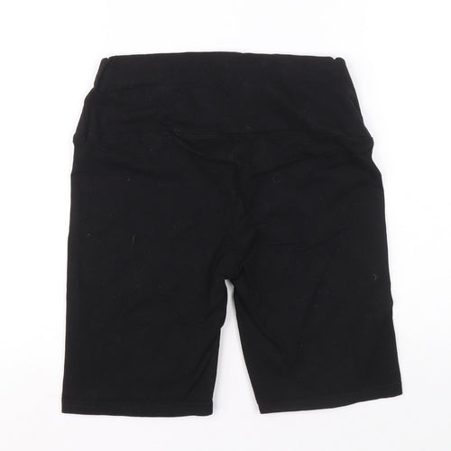 Preworn Womens Black Cotton Biker Shorts Size 10 L7 in Slim Pull On