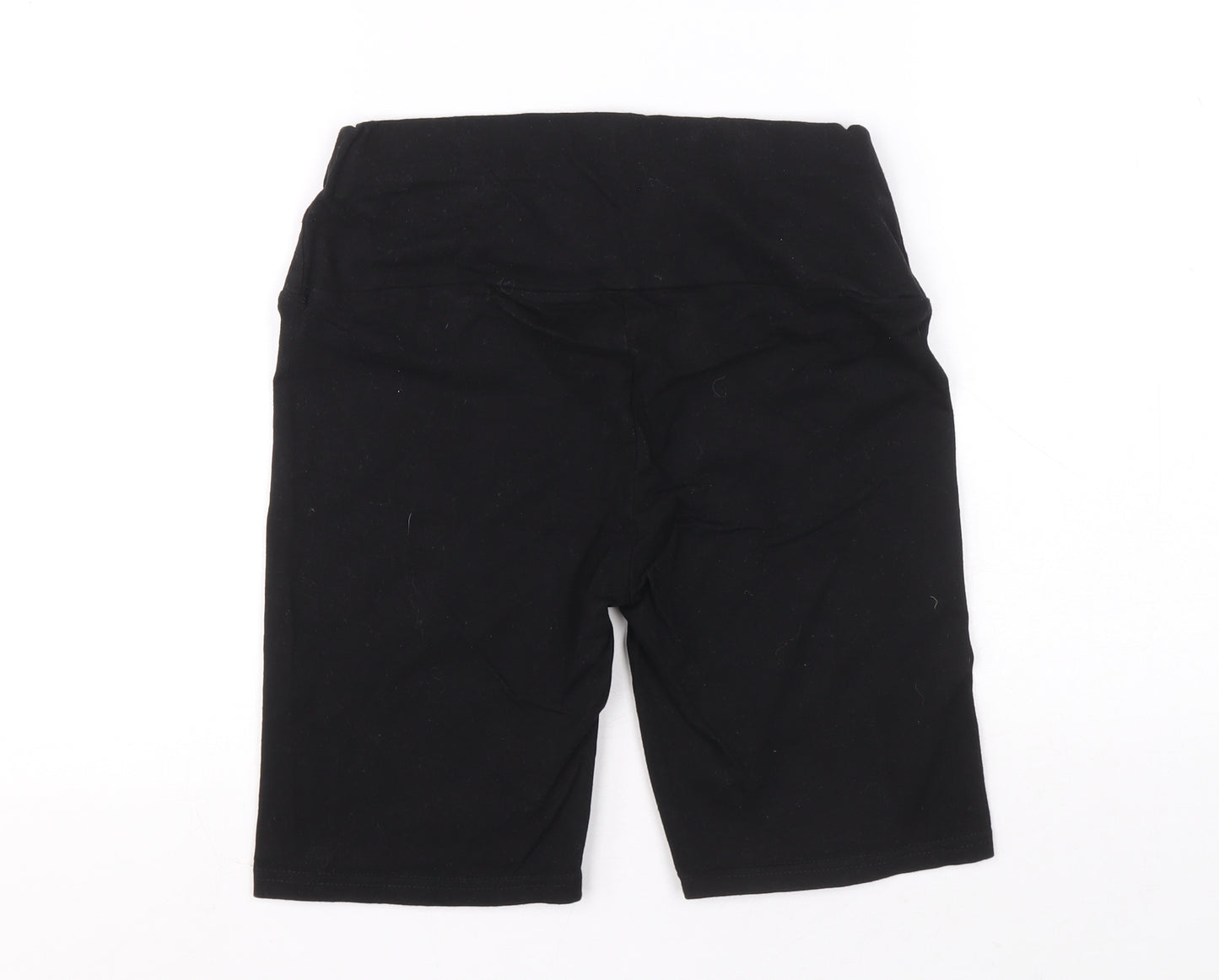 Preworn Womens Black Cotton Biker Shorts Size 10 L7 in Slim Pull On