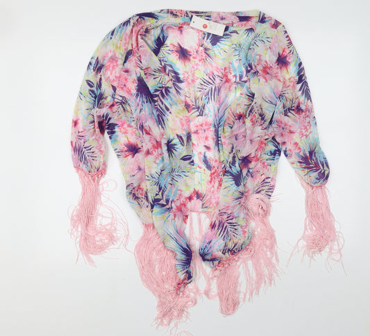 Front view of URBAN MIST women’s ivory square neck floral wrap jumper, size L