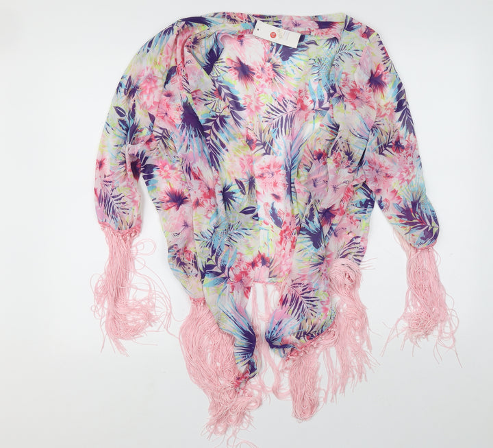 URBAN MIST Womens Ivory Square Neck Floral Wrap Jumper Size L