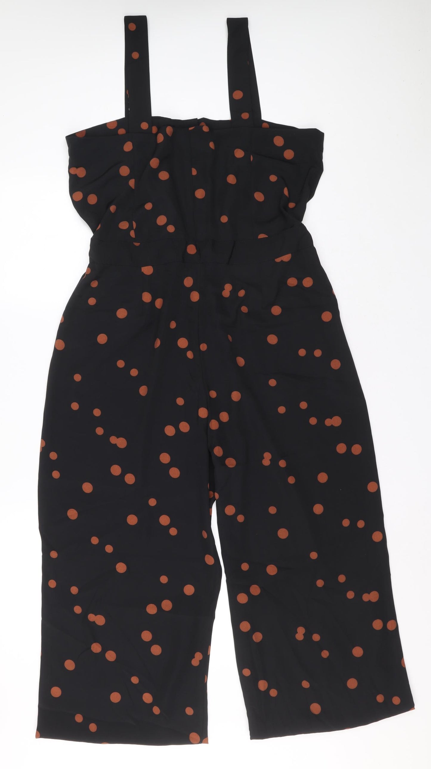 NEXT Womens Black Polka Dot 100% Polyester Jumpsuit One-Piece Size 16 L29 in Tie
