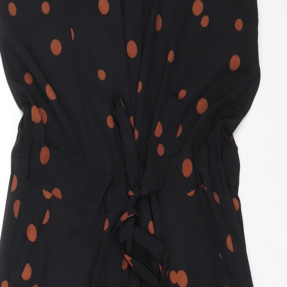 NEXT Womens Black Polka Dot 100% Polyester Jumpsuit One-Piece Size 16 L29 in Tie