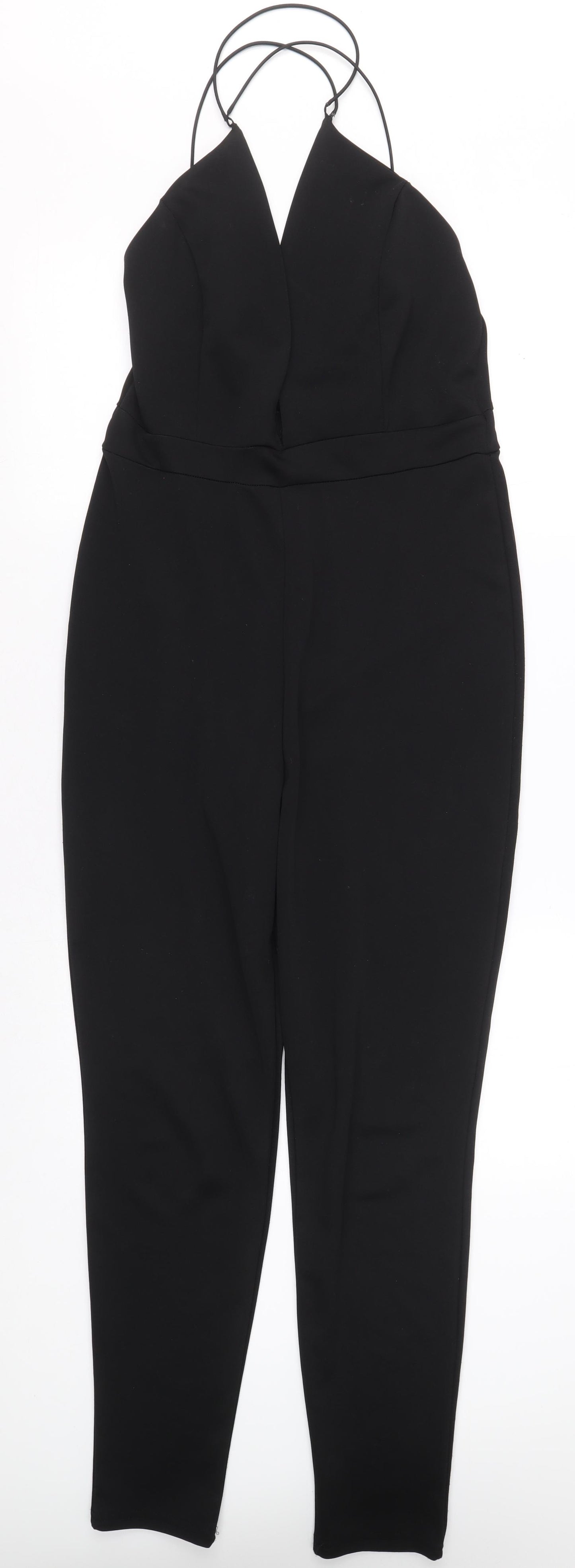 Boohoo Womens Black Polyester Jumpsuit One-Piece Size 10 L27 in Pullover