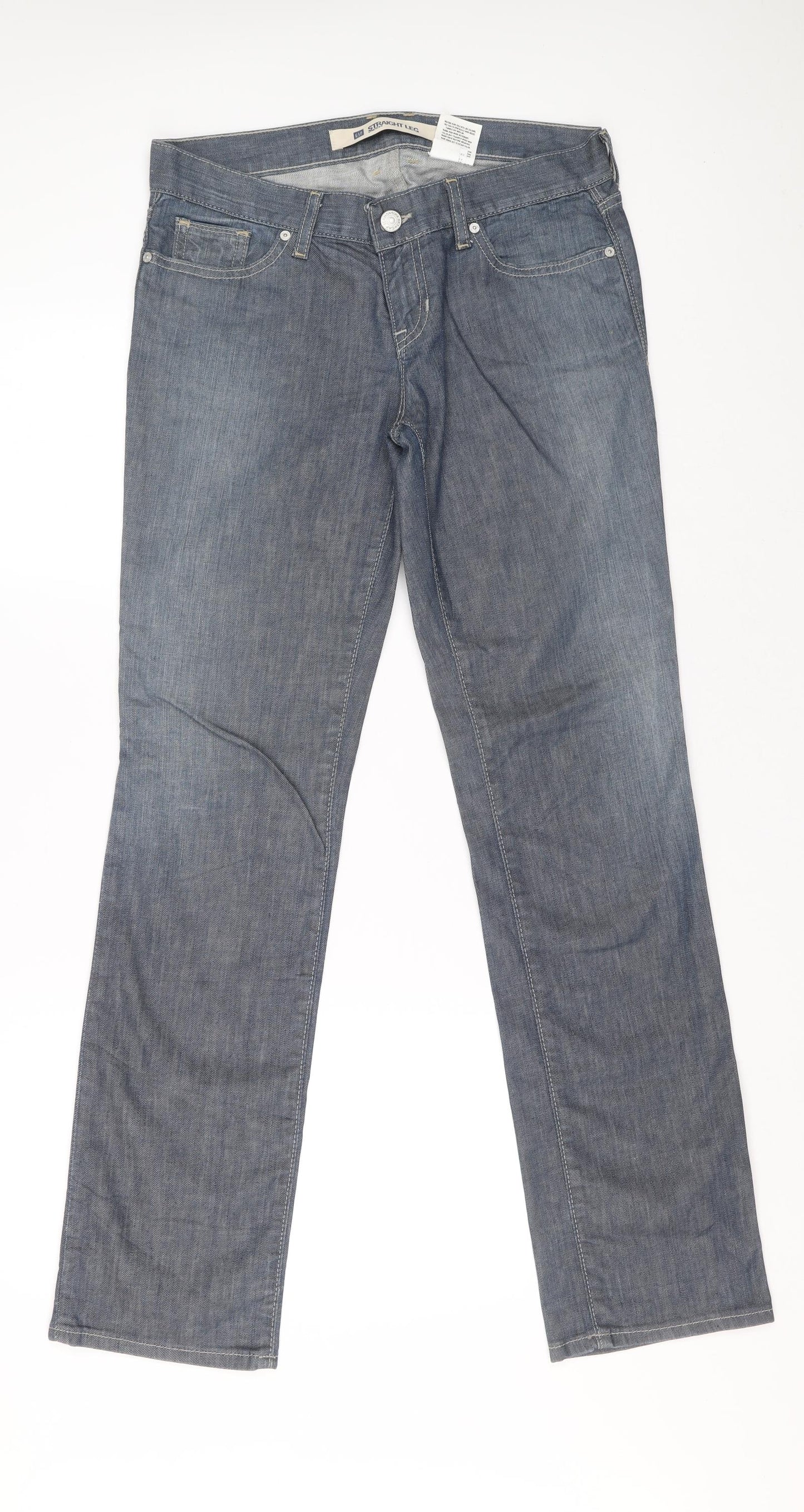 Preworn Womens Blue Cotton Straight Jeans Size 8 L30 in Regular Zip