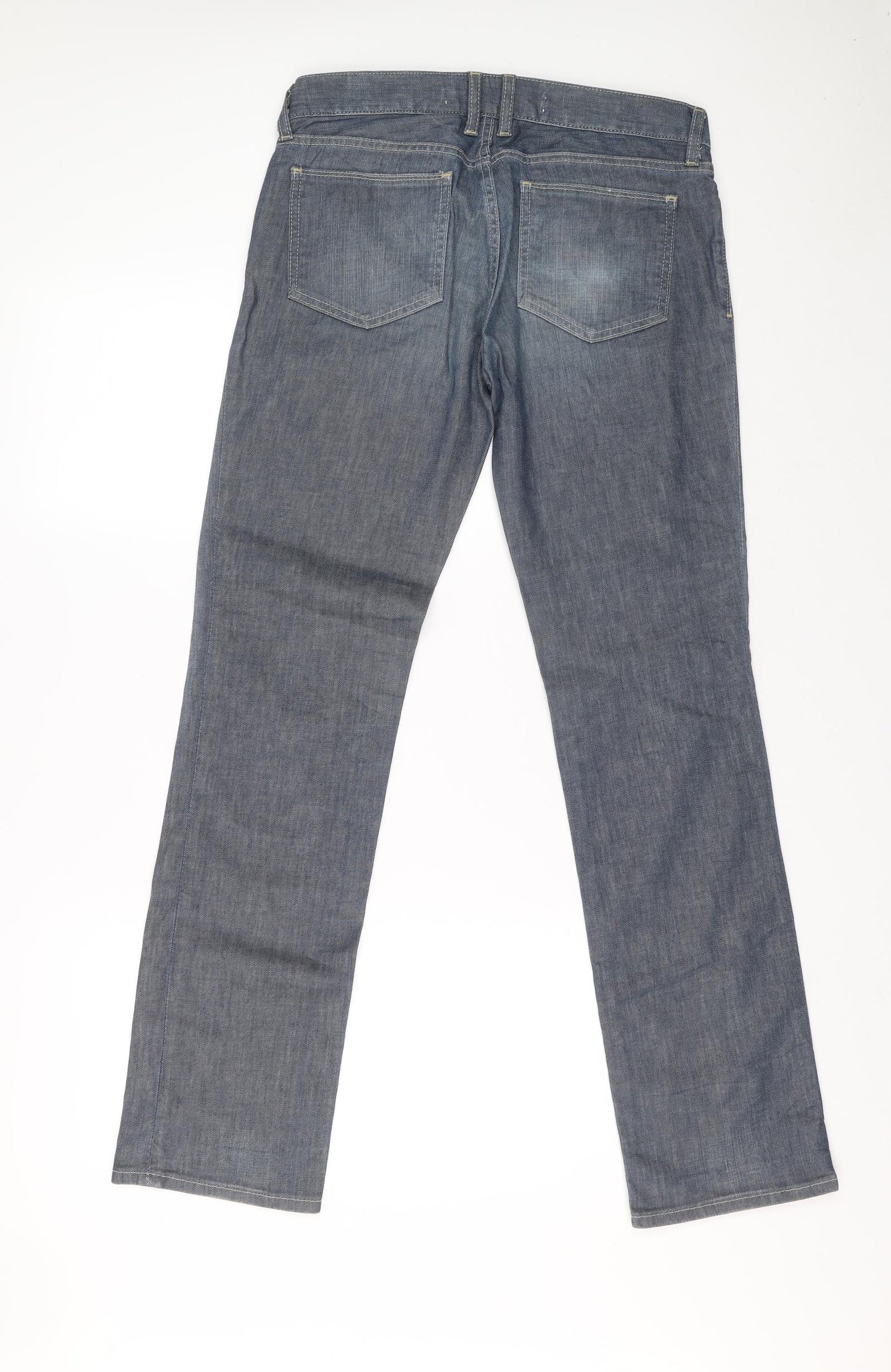 Preworn Womens Blue Cotton Straight Jeans Size 8 L30 in Regular Zip