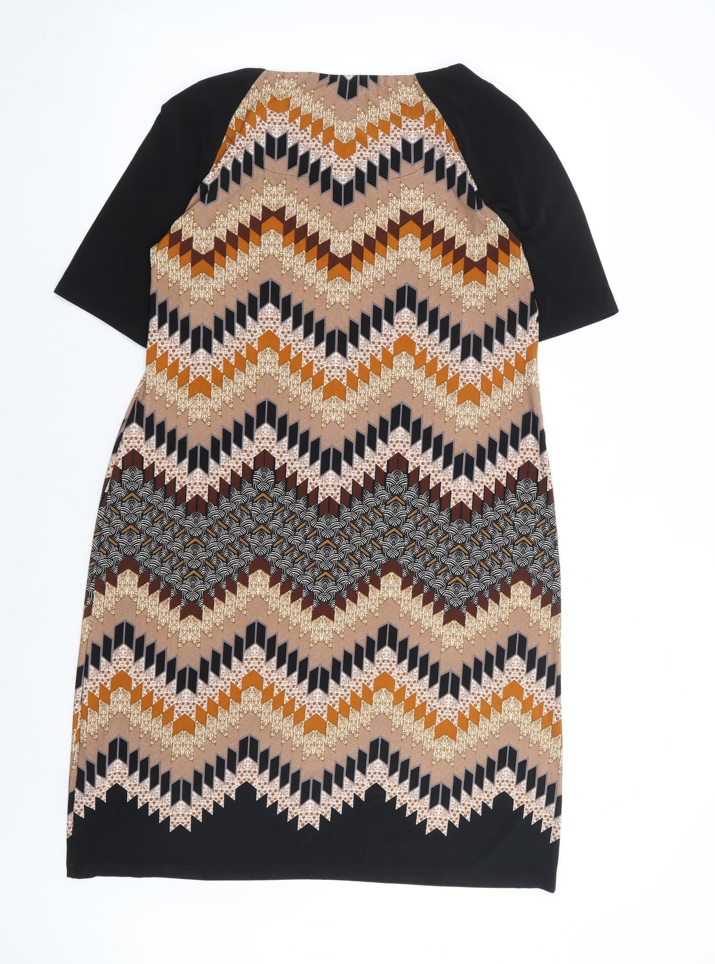 Marks and Spencer Womens Multicoloured Geometric Polyester A-Line Size 14 Boat Neck Pullover