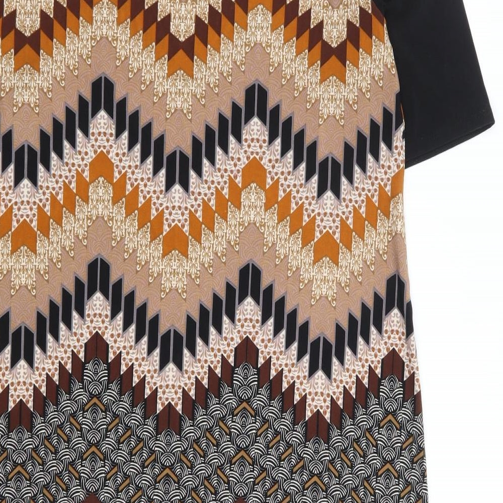 Marks and Spencer Womens Multicoloured Geometric Polyester A-Line Size 14 Boat Neck Pullover