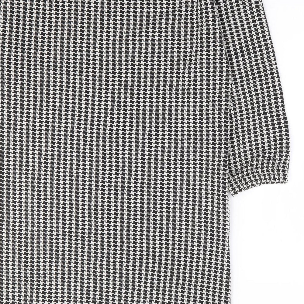 TU Womens Black Herringbone Cotton Shift Size 14 Round Neck Pullover
