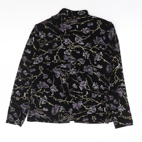 Xscape Womens Black Floral Jacket Size L Hook & Eye