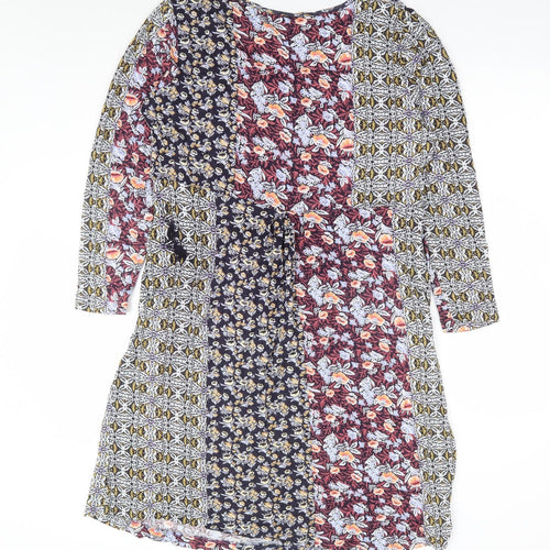 Together Womens Multicoloured Floral Polyester A-Line Size 14 Boat Neck Pullover