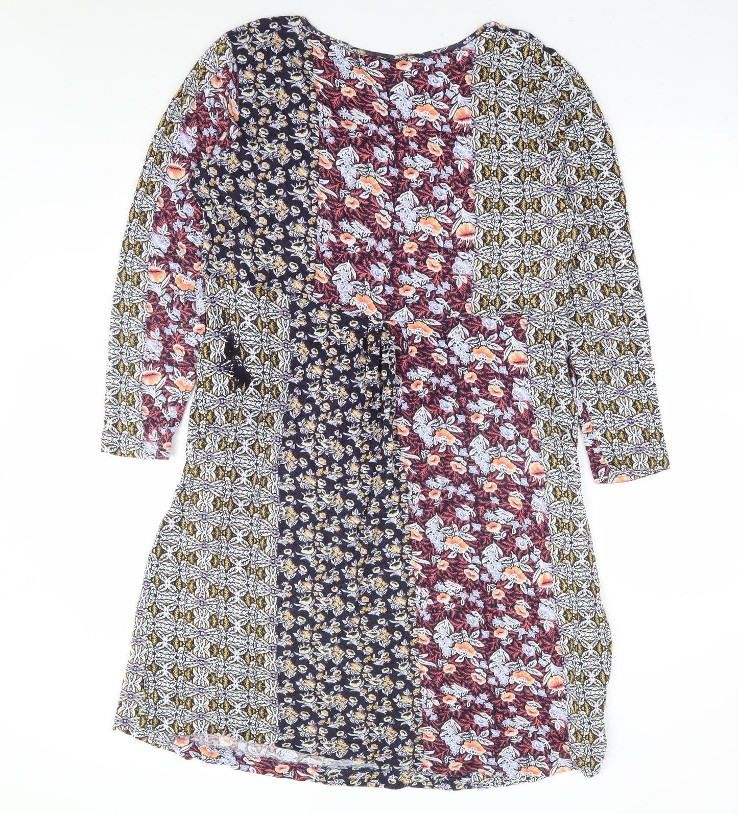 Together Womens Multicoloured Floral Polyester A-Line Size 14 Boat Neck Pullover