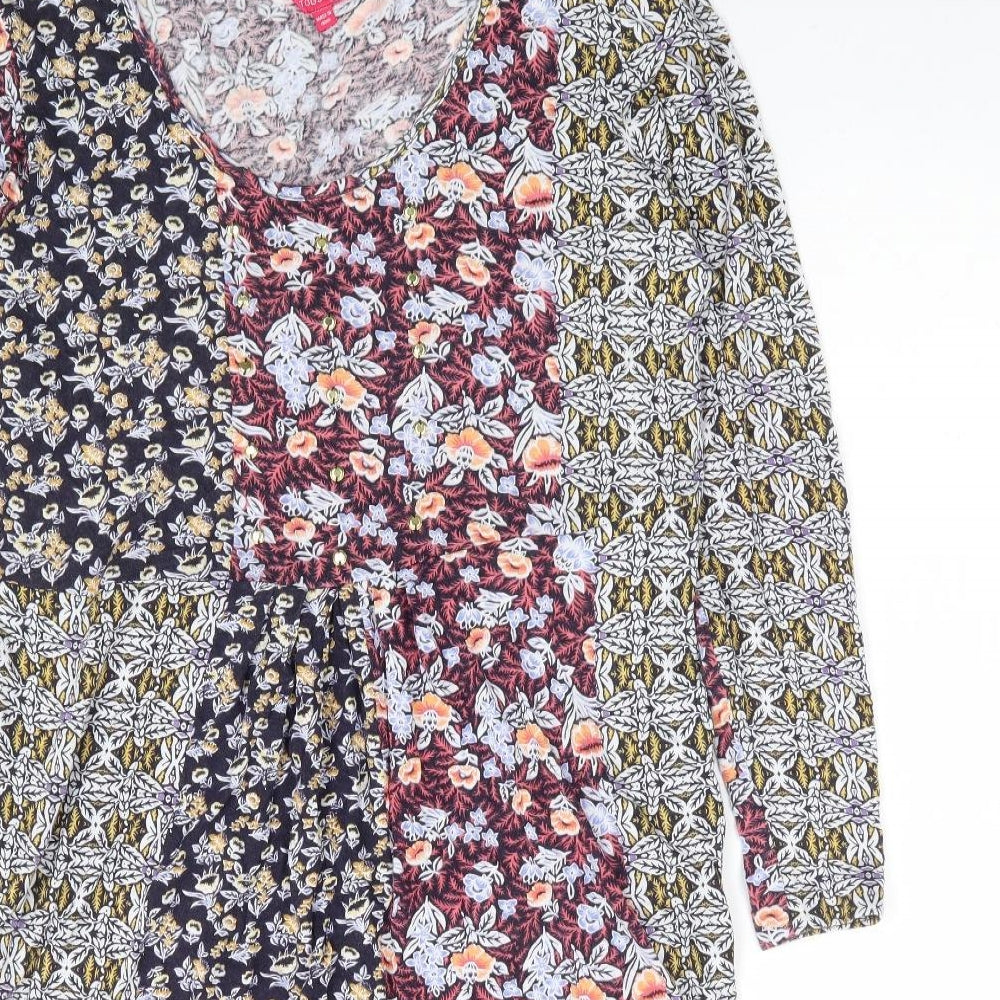 Together Womens Multicoloured Floral Polyester A-Line Size 14 Boat Neck Pullover
