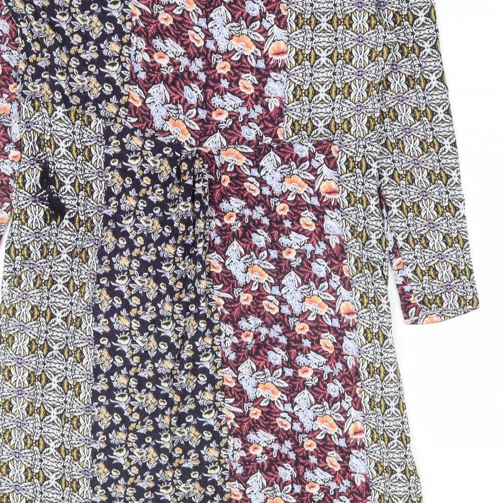 Together Womens Multicoloured Floral Polyester A-Line Size 14 Boat Neck Pullover