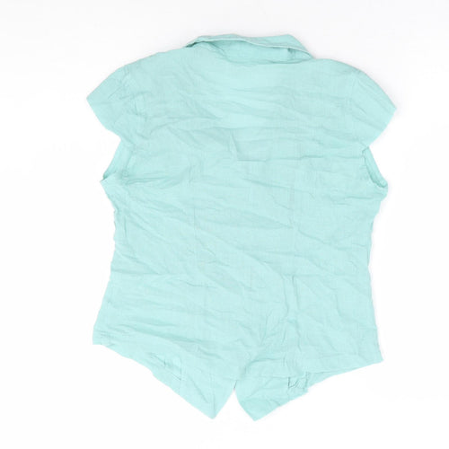 Islas Womens Blue 100% Cotton Basic Button-Up Size L Collared