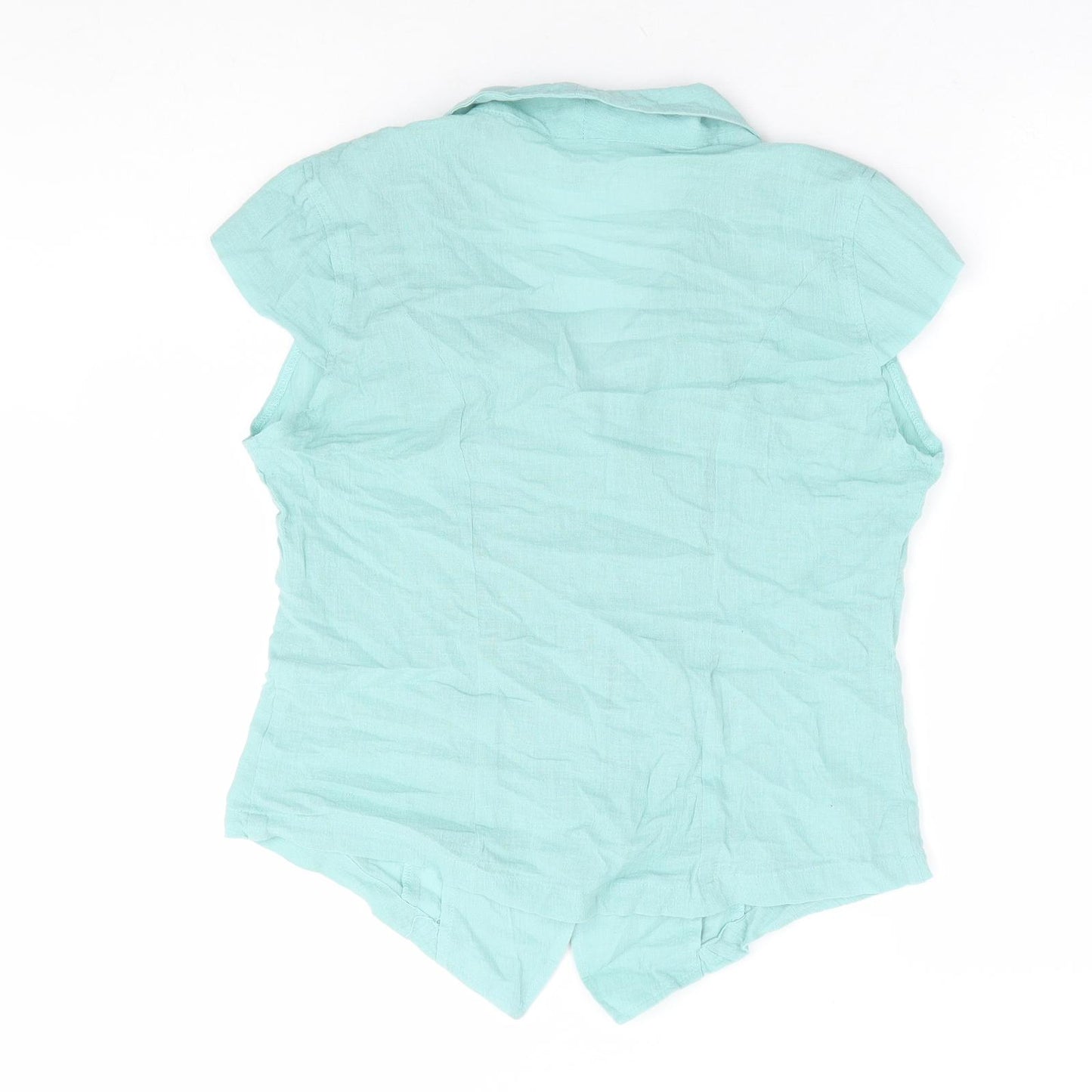 Islas Womens Blue 100% Cotton Basic Button-Up Size L Collared