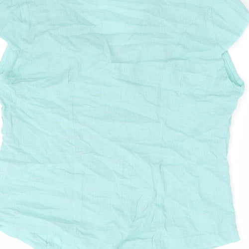 Islas Womens Blue 100% Cotton Basic Button-Up Size L Collared