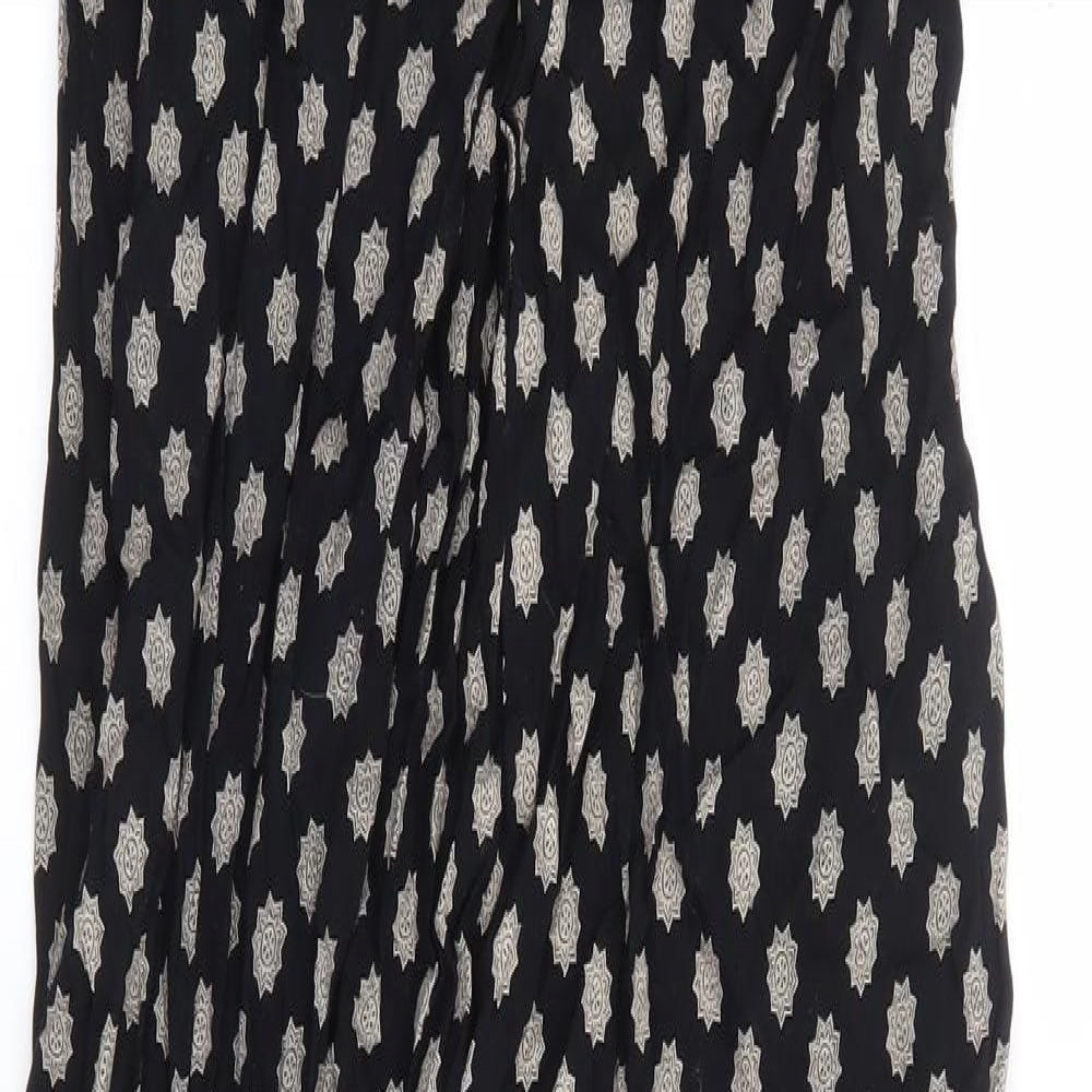 George Womens Black Geometric Viscose Maxi Size 10 V-Neck Pullover