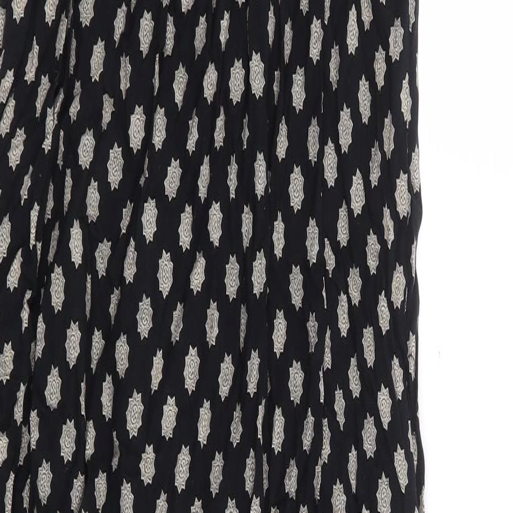George Womens Black Geometric Viscose Maxi Size 10 V-Neck Pullover