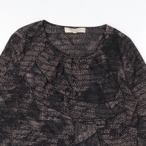 Fenn Wright Studio Womens Brown Geometric Polyester Basic Blouse Size 14 Round Neck