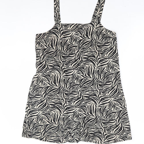 New Look Womens Brown Animal Print Polyester Playsuit One-Piece Size 8 Button - Zebra Print