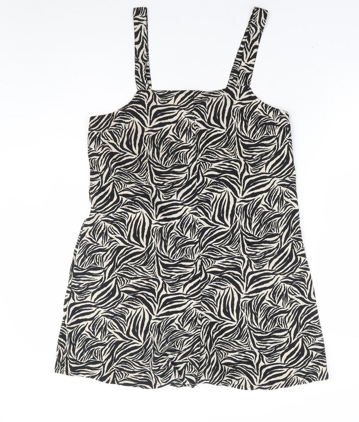 New Look Womens Brown Animal Print Polyester Playsuit One-Piece Size 8 Button - Zebra Print