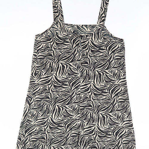New Look Womens Brown Animal Print Polyester Playsuit One-Piece Size 8 Button - Zebra Print