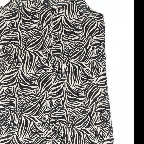 New Look Womens Brown Animal Print Polyester Playsuit One-Piece Size 8 Button - Zebra Print