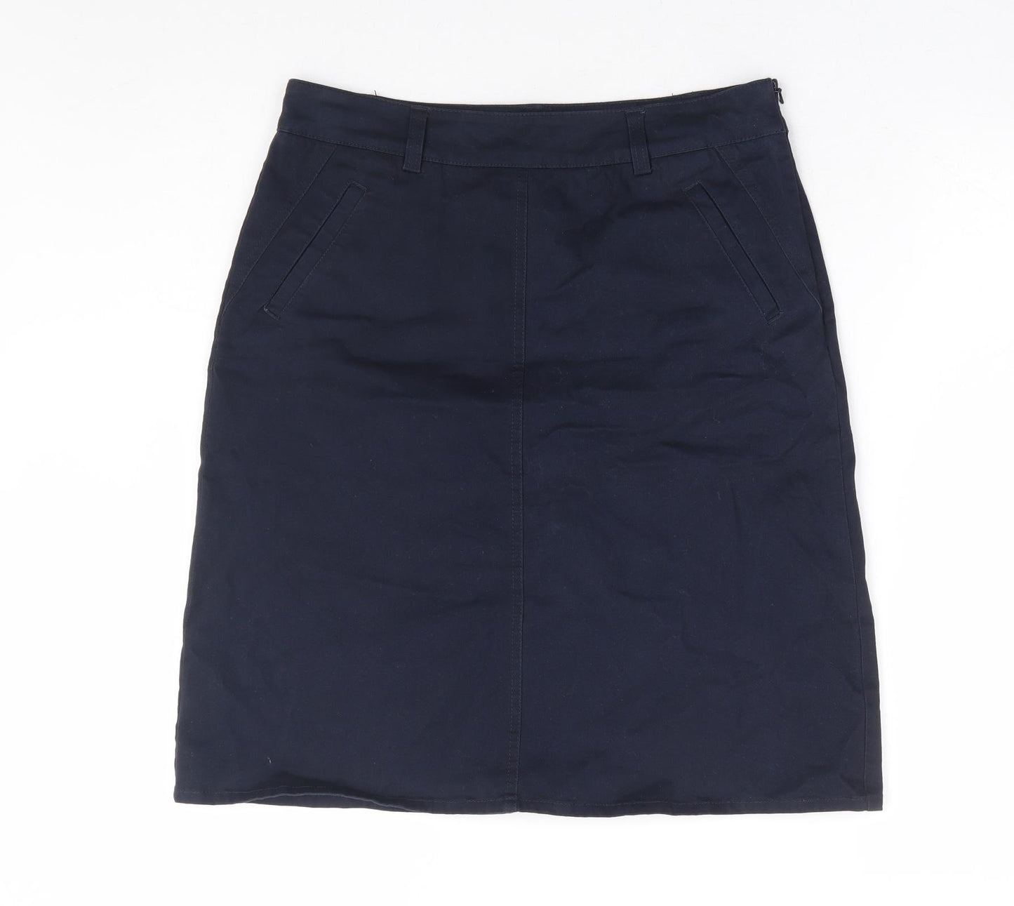 Laura Ashley Womens Blue Cotton A-Line Skirt Size 10 Zip