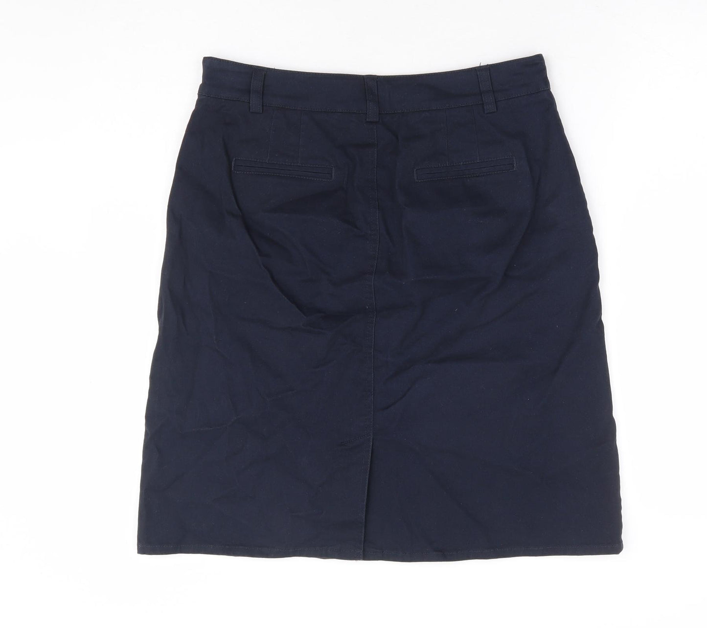 Laura Ashley Womens Blue Cotton A-Line Skirt Size 10 Zip