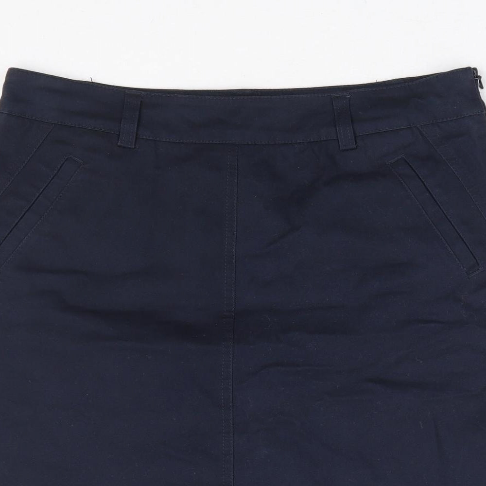 Laura Ashley Womens Blue Cotton A-Line Skirt Size 10 Zip