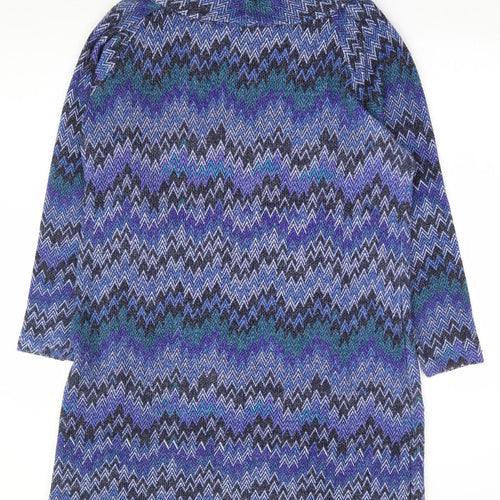 Klass Womens Blue Geometric Polyester Jumper Dress Size XL Roll Neck Pullover